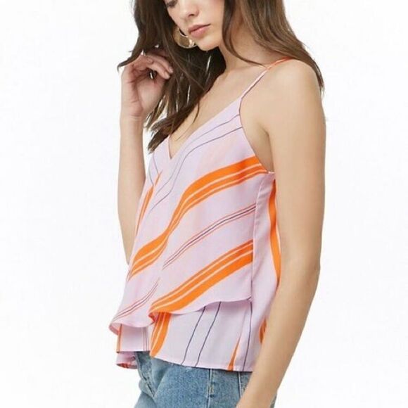 Forever Striped Cami Top Pink/orange Size XS - Picture 3 of 6